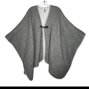 Calvin Klein Fleece Cape Poncho Blanket Ruana Cardigan One Size Gray